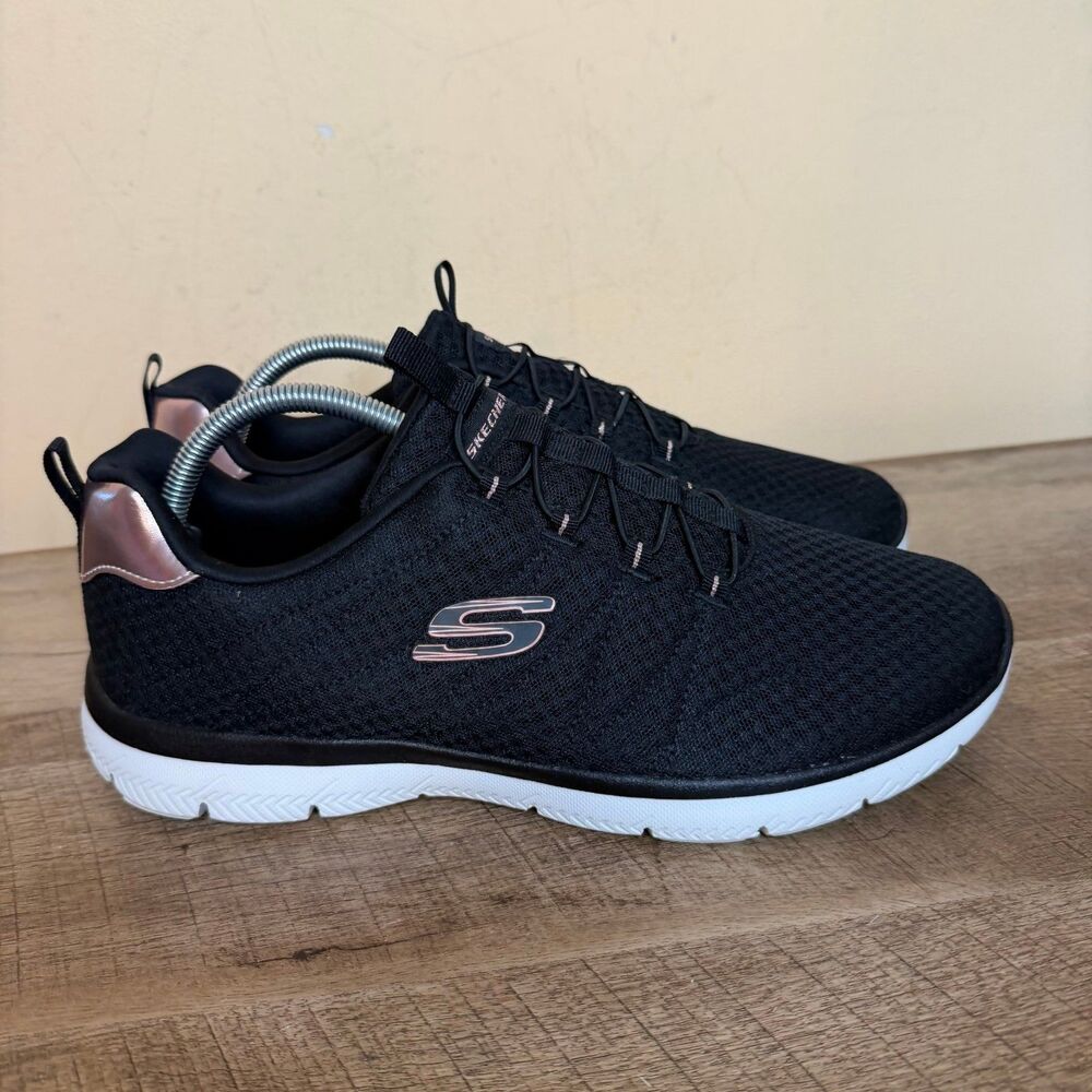Skechers Summits Classy Night sneakers black rose gold women’s 11 wide fit shoes - Picture 3 of 8
